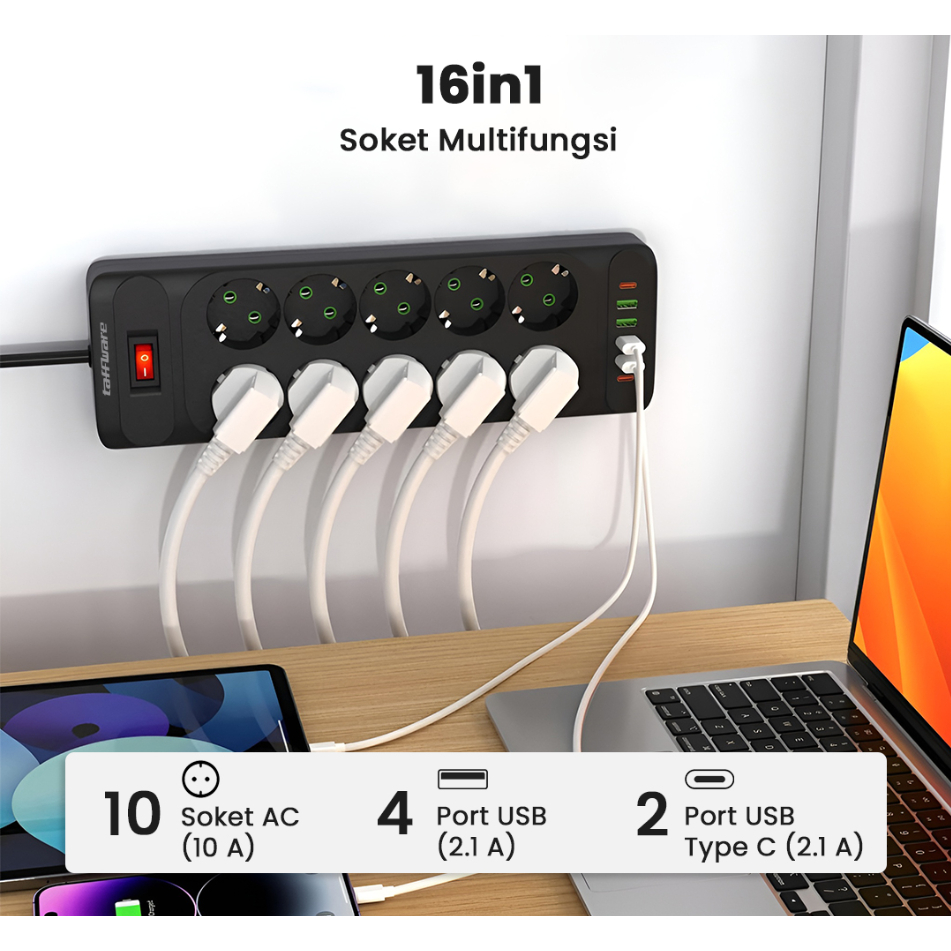 Jual Stop Kontak USB 2500W Kabel 2 Meter Power Port Strip Socket ...