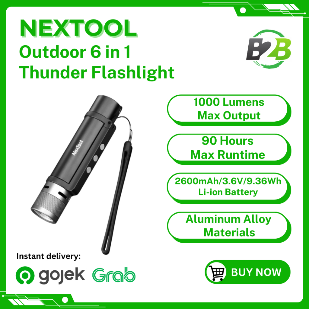 Jual Nextool Outdoor 6in1 Thunder Flashlight Powerbank Senter Visual ...