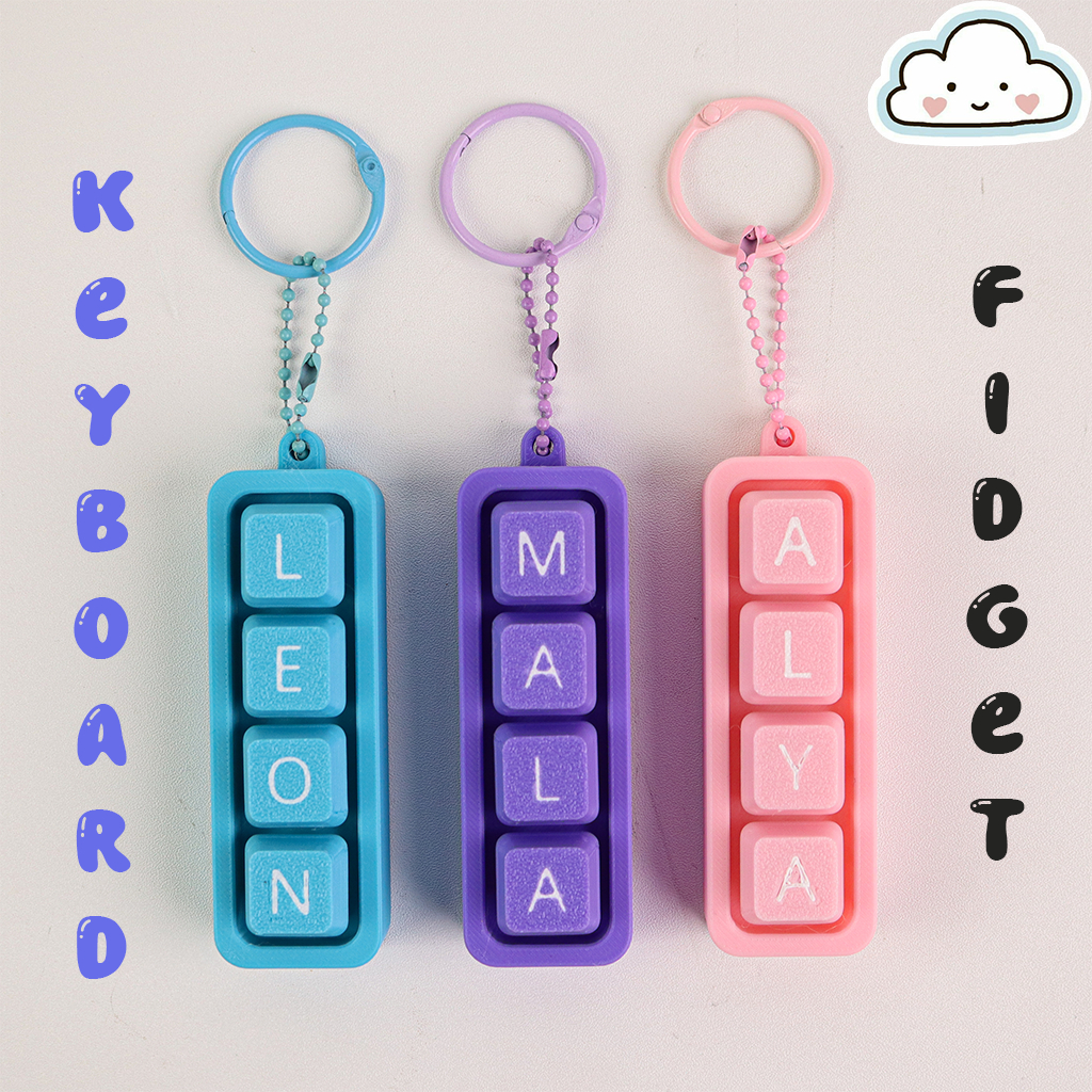 Jual Gantungan Kunci Custom Nama Keyboard Fidget Clicker 1-6 Slot ...