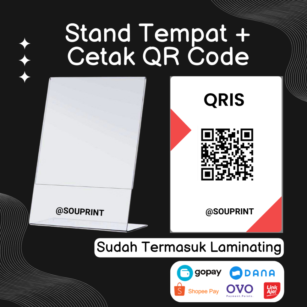 Jual Stand Tempat Pembayaran QRIS CODE + Cetak Laminating Tebal ...