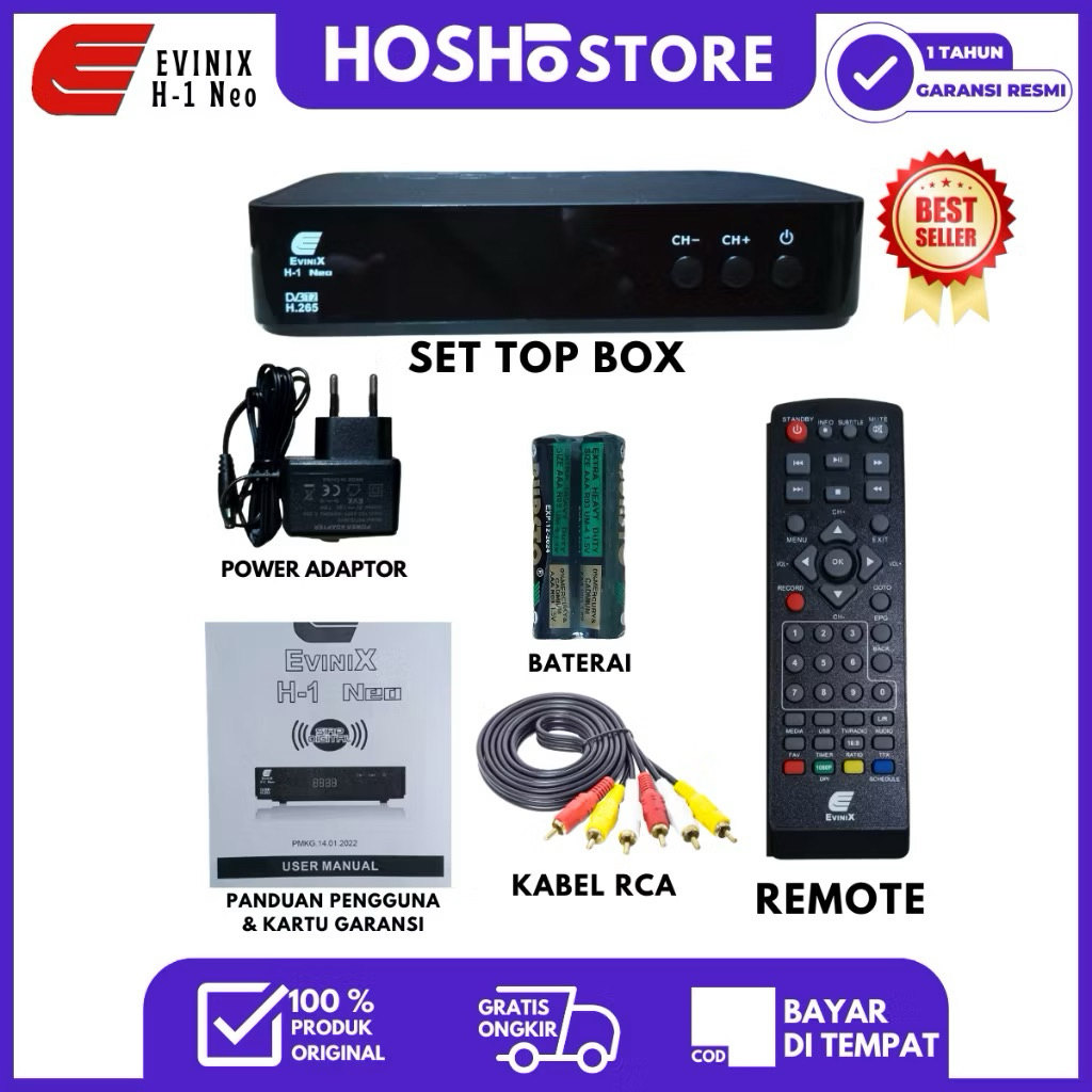 STB ZYREX EVINIX SET TOP BOX DVB-T2 PENERIMA SIARAN TV DIGITAL ORIGINAL GARANSI