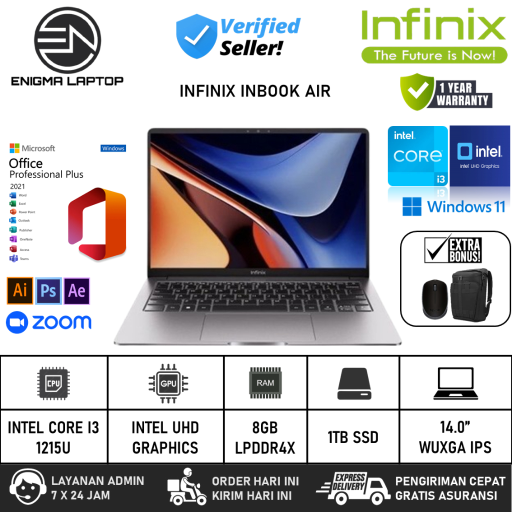 Jual Laptop Infinix Inbook Air Intel Core I3 1215U RAM 8GB 512GB SSD 14 ...