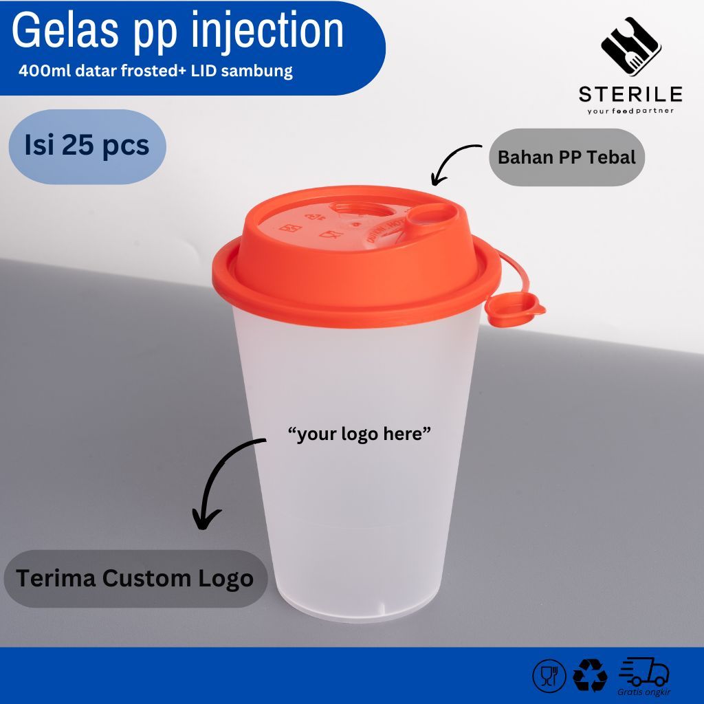 Jual GELAS THINWALL OVAL 400 ML 14 OZ + TUTUP ISI 25 PCS / GELAS PP ...
