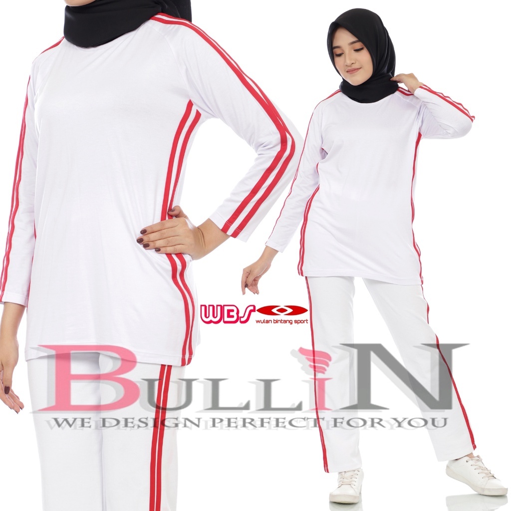 Jual Baju olahraga panjang list merah putih standar dan jumbo | Shopee ...