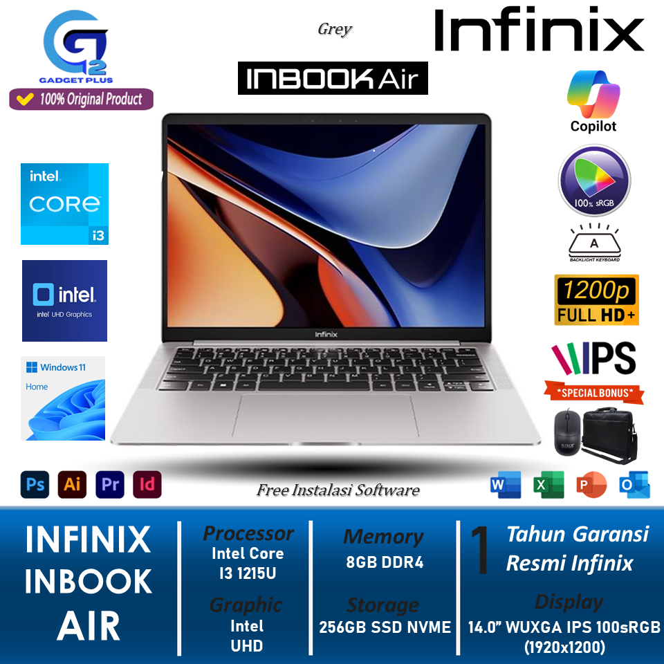 Jual Laptop Infinix Inbook AIR Intel i3 1215U RAM 16GB SSD 512GB 14.0 ...