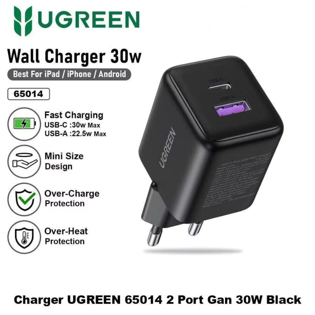 Jual UGREEN adaptor N series USB+C gan 30W 65014(black)/65015(white ...