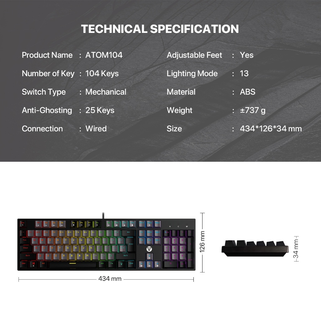 Jual Fantech ATOM Sumi MK886V2 RGB Gaming Mechanical Keyboard Full Size ...