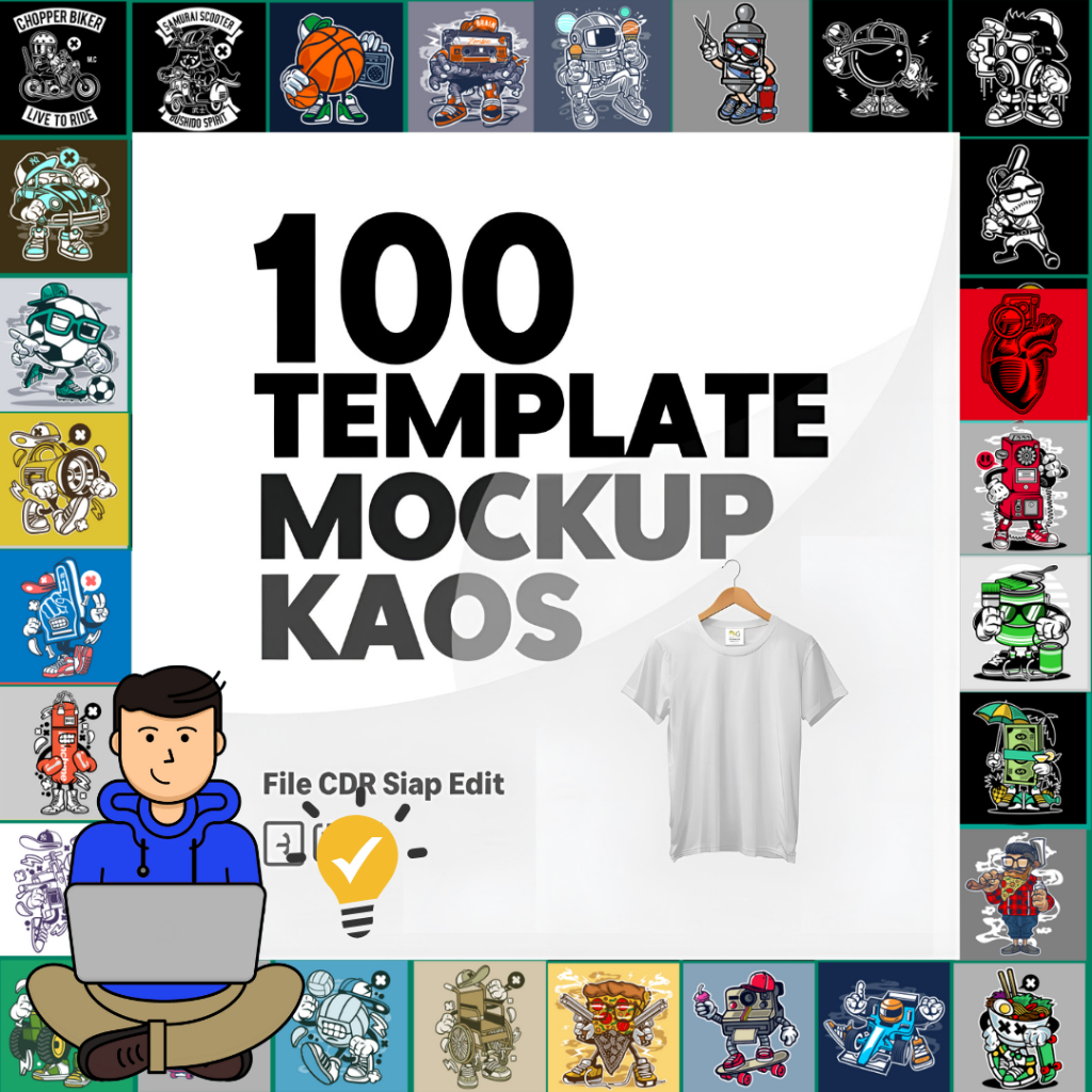 Jual (87) 100 Template Mockup Kaos CDR – Desain Vector Siap Edit untuk ...