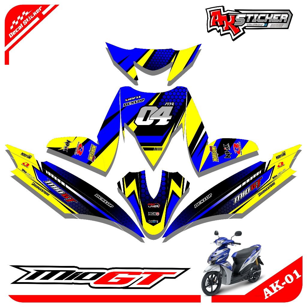 Jual Variasi Decal Sticker Yamaha MIO GT-Motif Racing Desain Terbaru ...