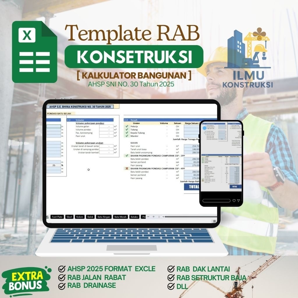Jual Aplikasi RAB Otomatis || Free AHSP 2025 Format Exel | Shopee Indonesia