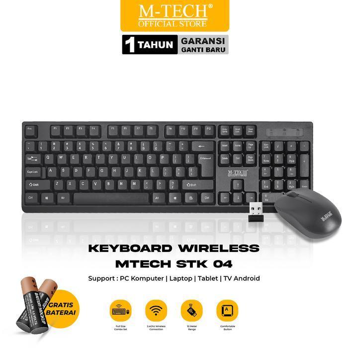 Jual M-Tech Wireless Keyboard Mouse Combo STK-04 Hitam | Shopee Indonesia