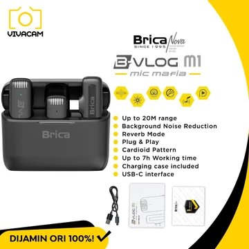 Brica B VLOG M1S M1D M2 M3 M4 M5 Dual Wireless Microphone Clip On Mic Vlog With Charging Case