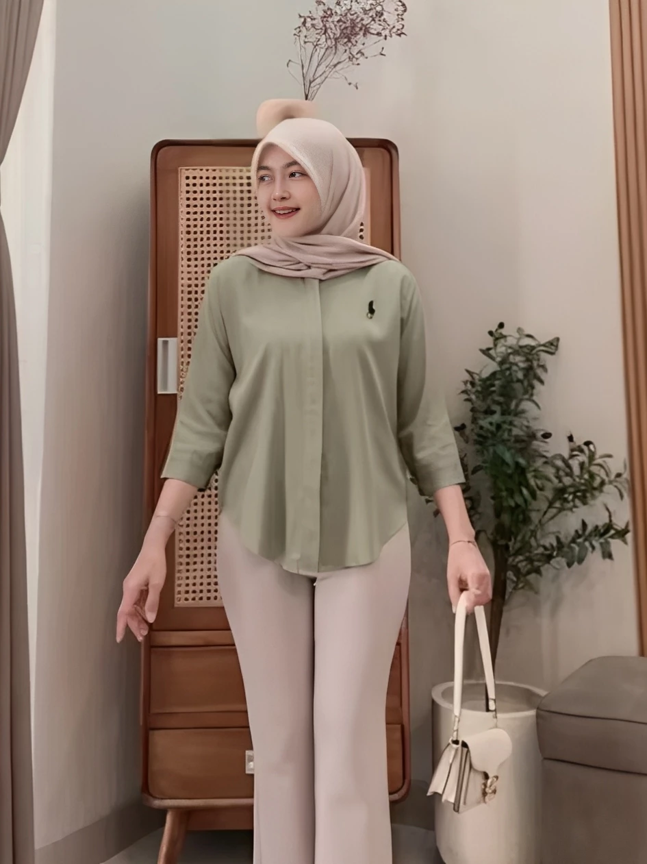 Blouse Bordir Wanita Katun Oversize – Atasan Wanita Kerja Adem & Elegan