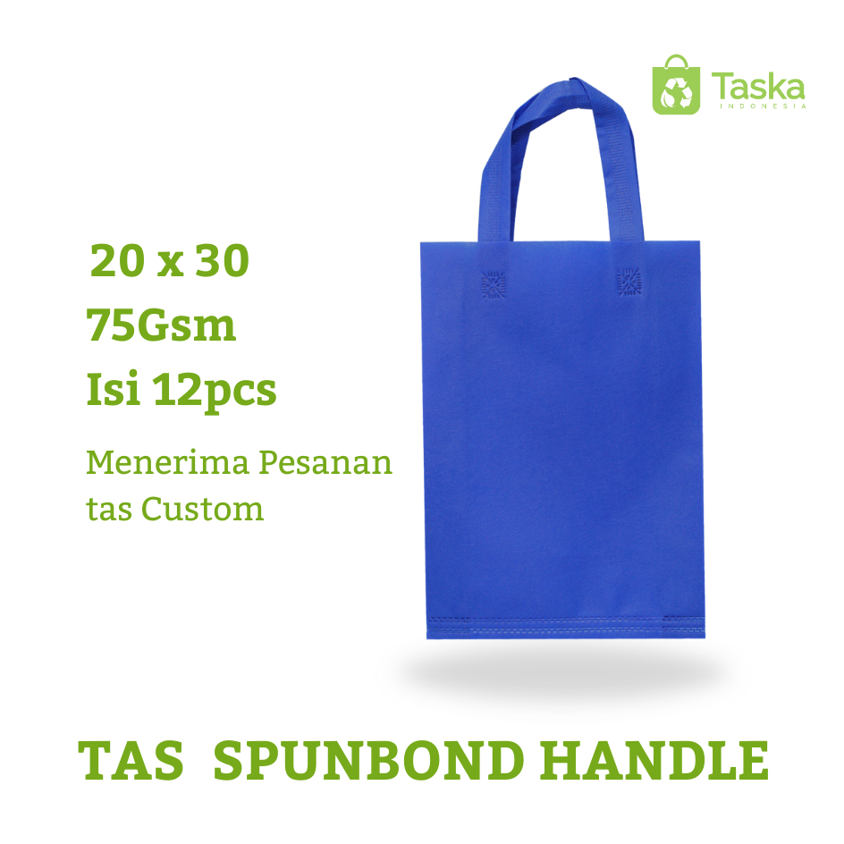 Jual Taska (Isi12) TAS SPUNBOND HANDLE 20x30 LUSINAN WARNA BIRU - Main Image