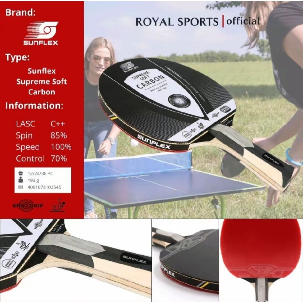 Jual Bet Ping Pong/Raket Tenis Meja Sunflex/Supreme Soft Carbon/Expert ...