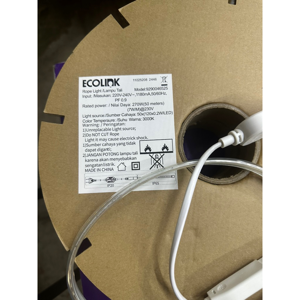 Jual Ecolink Led strip selang rope light tali lampu 50M 50 Meter 7W ...