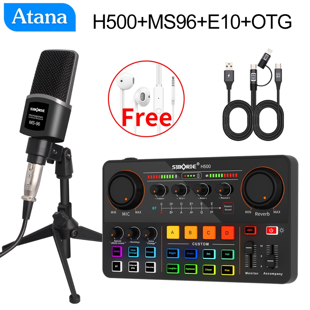 Jual Atana Paket Lengkap H500 Sound Card + MS96 Mic+E10 Headset+OTG ...
