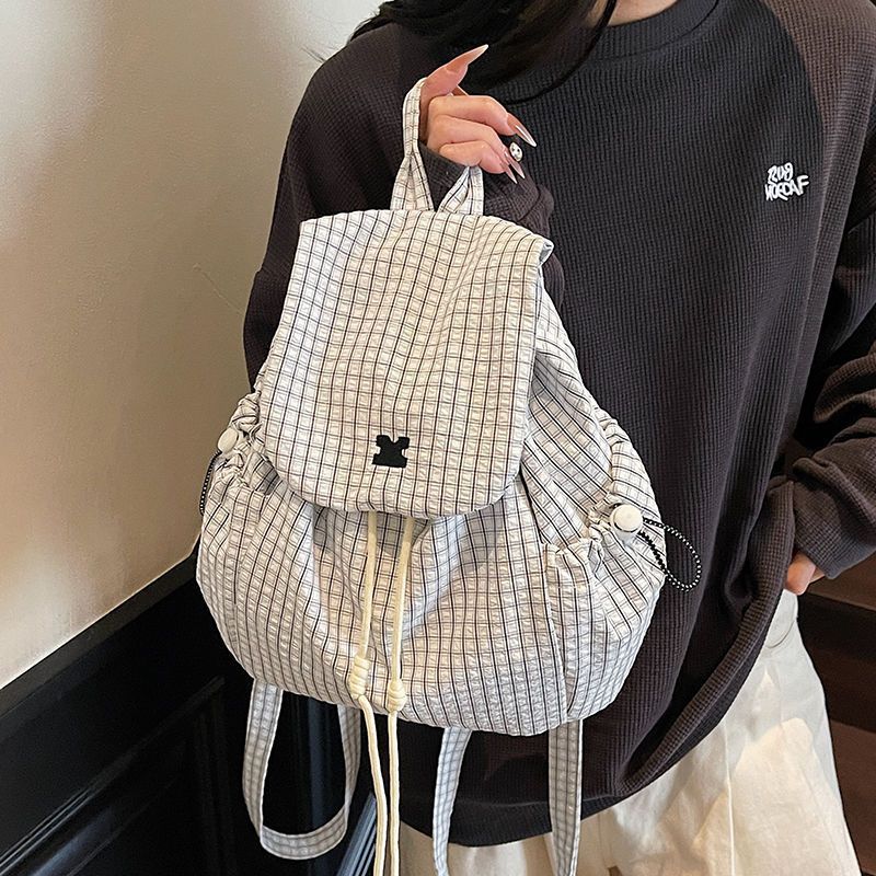 Jual HT-Ransel Wanita Baru Ransel Wanita Kasual Kotak-kotak Korea Tas ...