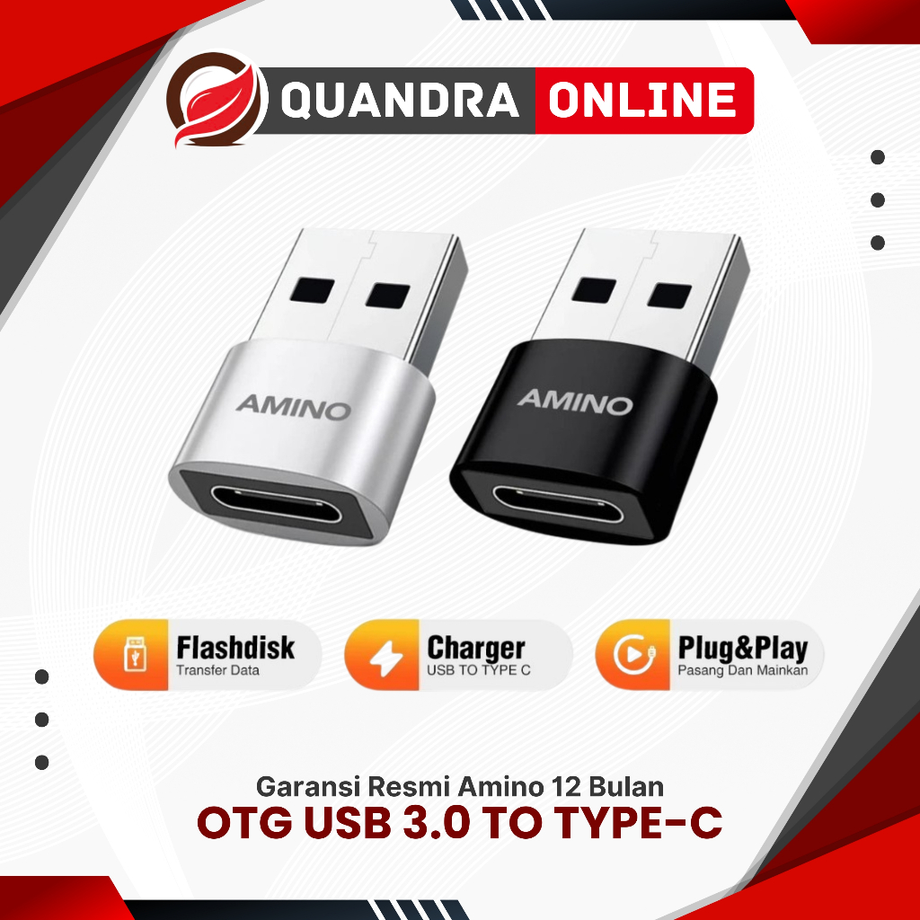 Jual AMINO Mini OTG Adapter USB 3.0 TO TYPE C Transfer & OTG Function ...