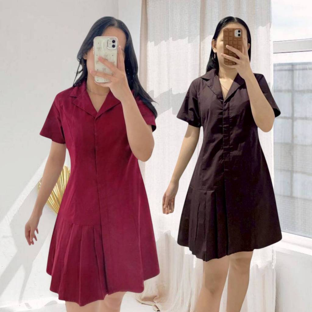 Jual Olivia Mini Dress PREMIUM Gamis Wanita Kekinian Korean Style Polos ...