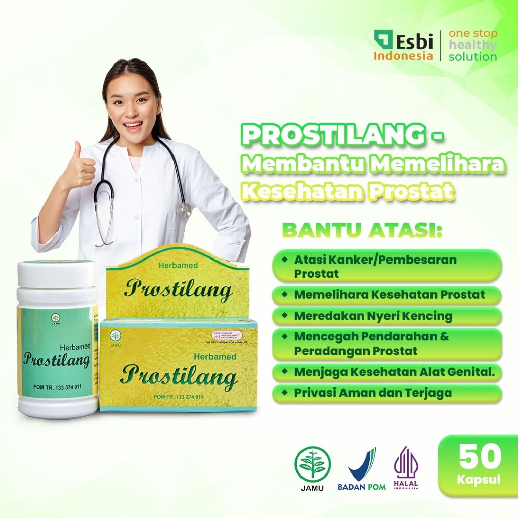 PROSTILANG - Obat Kencing Sakit Sering Kencing Radang & Kanker Prostat - Isi 50 kapsul - BPOM