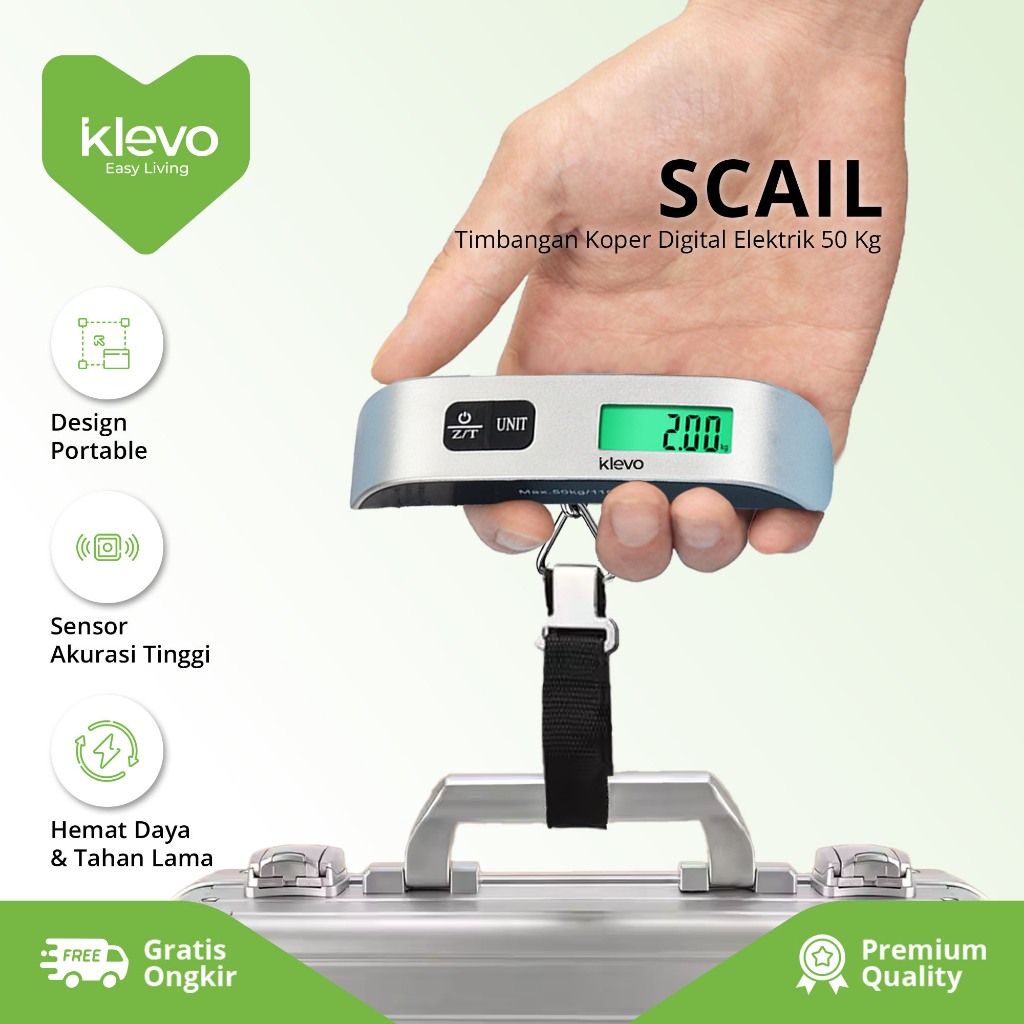 Jual KLEVO Scail Timbangan Koper Digital Elektrik 50 Kg Akurat Led ...