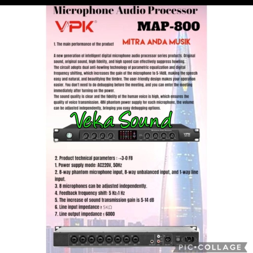 Jual Microphone Audio Processor VPK MAP 800 VPK MAP800 Original ...
