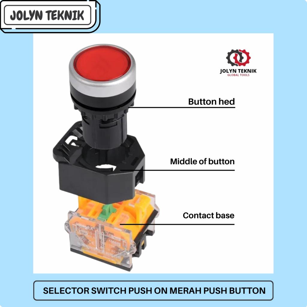 Jual PUSH BUTTON SAKLAR ON OFF LA38 22MM PUSH ON MERAH SWITCH SELF ...