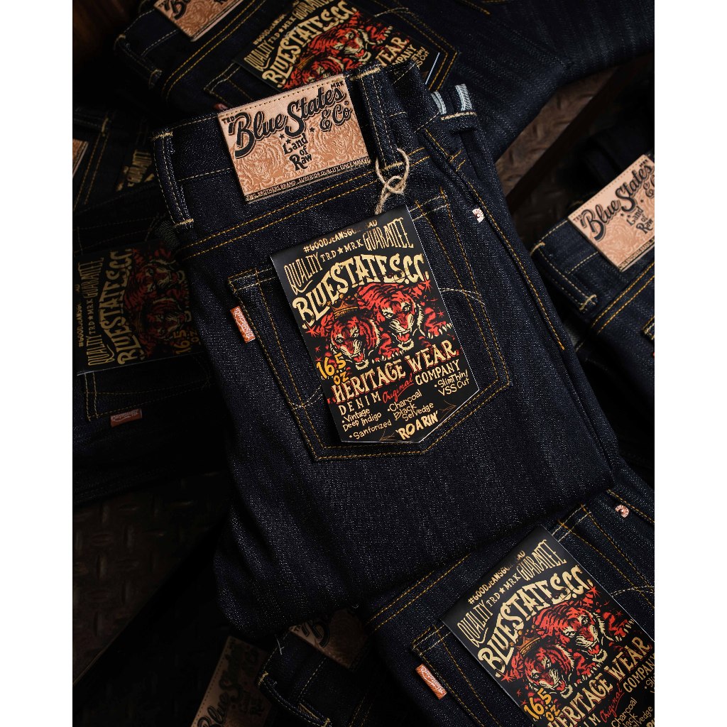 Jual Bluesates Raw Selvedge Denim - Black Crown 16.5 oz Classic 