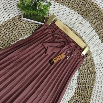 Rok Plisket Premium Wanita Panjang 90cm – Rok Maxi Muslimah Elegan All Size Pinggang Karet