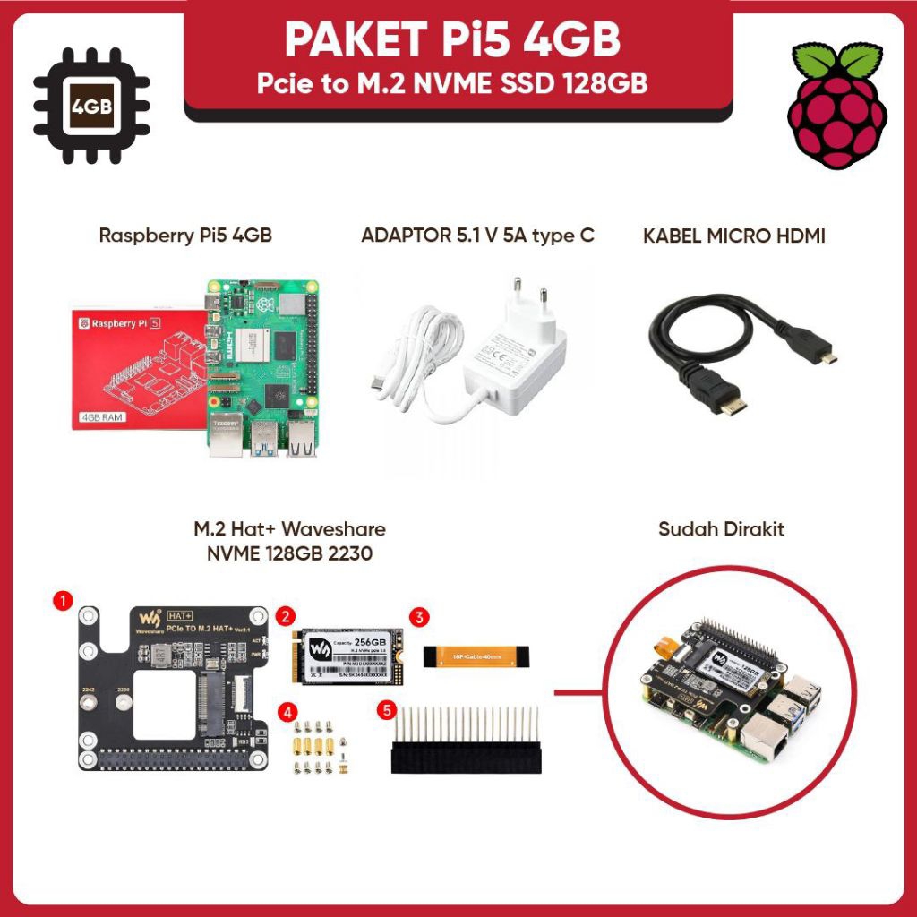 Jual Raspbery Pi5 4Gb SSD 128GB | Shopee Indonesia