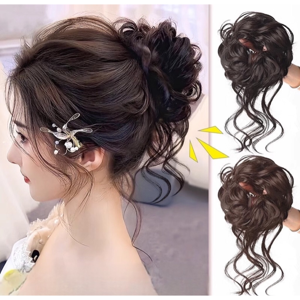 Jual Wig Rambut Sanggul Ikat Hairdo Praktis Wig Curly Bergelombang ...