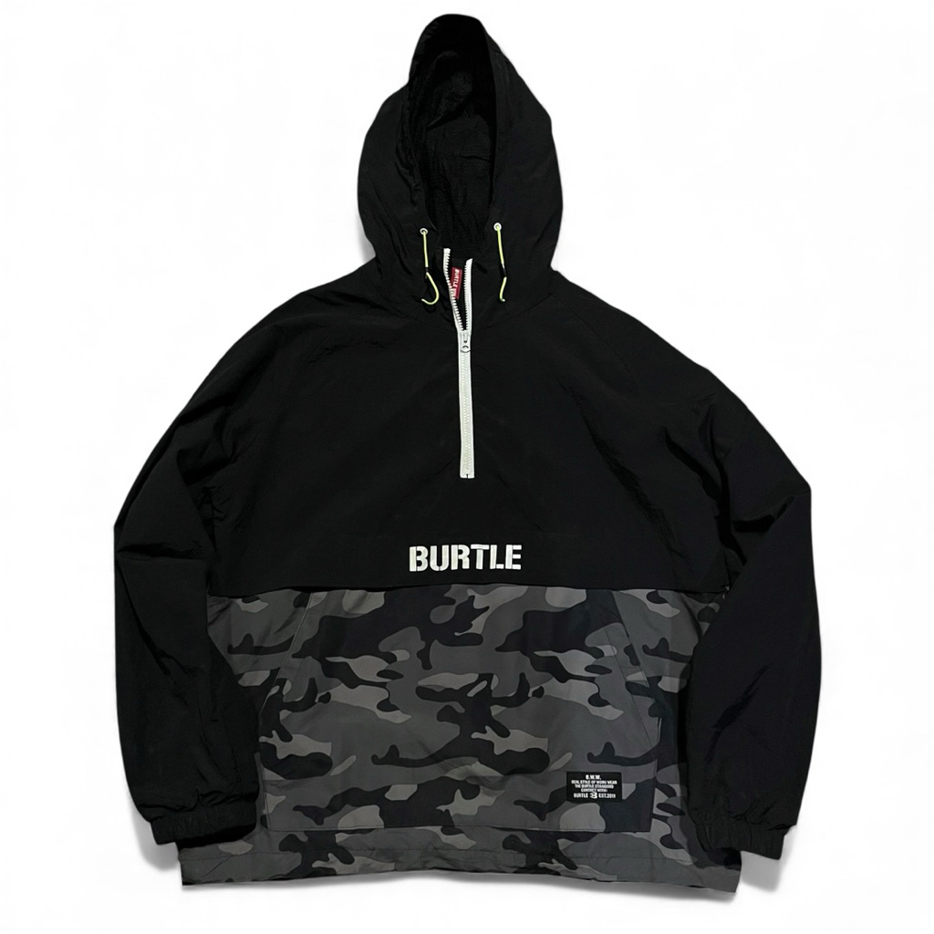 Jual Cagoule Jacket Burtle Japan Black camo Original | Shopee Indonesia
