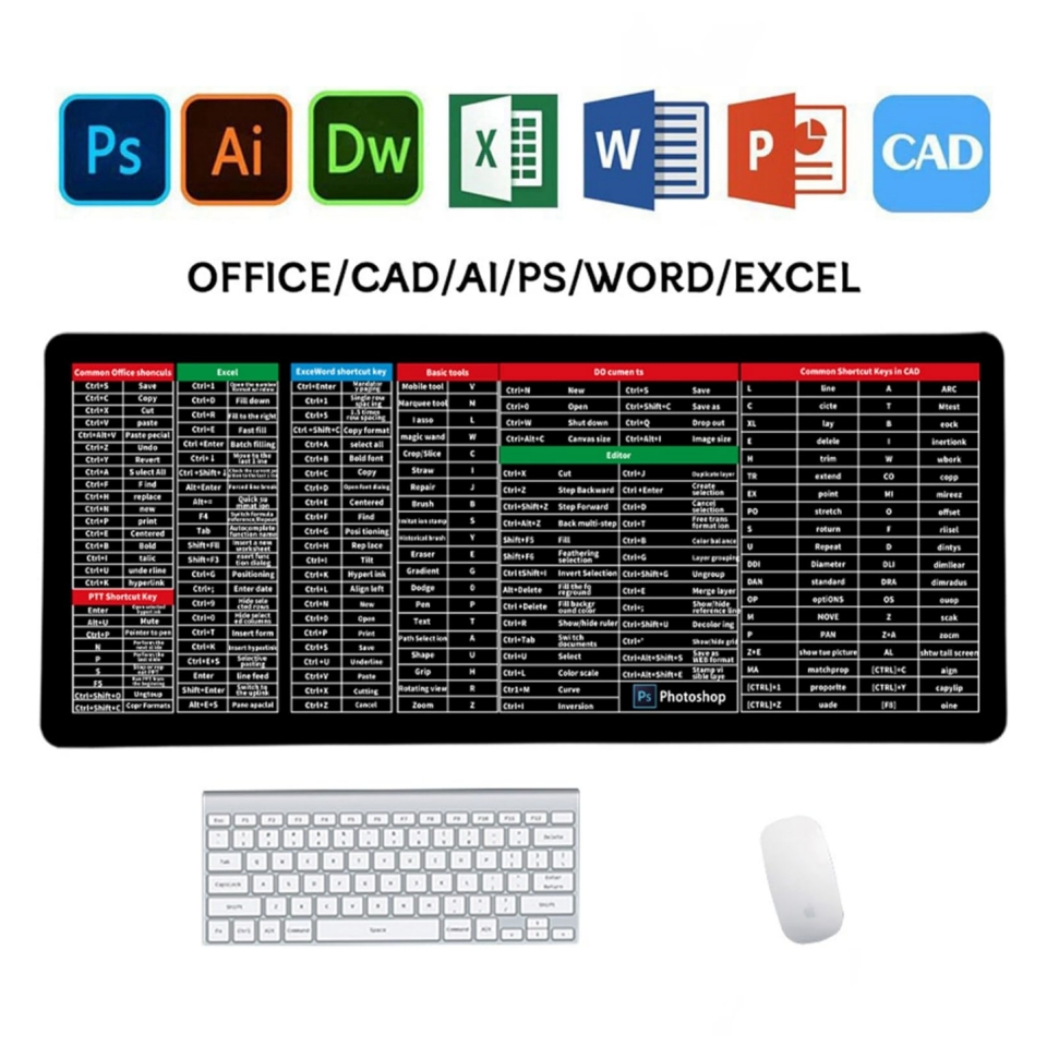 Jual Colmer Office Mouse Pad Desk Mat Motif Keyboard Shortcut Keys ...