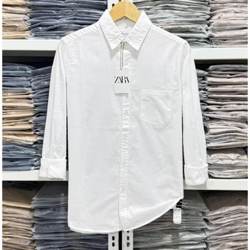 Kemeja Kerah ZARA Premium Kemeja Polos Lengan Panjang Slim Fit Kemeja Kasual Katun Twill 40s