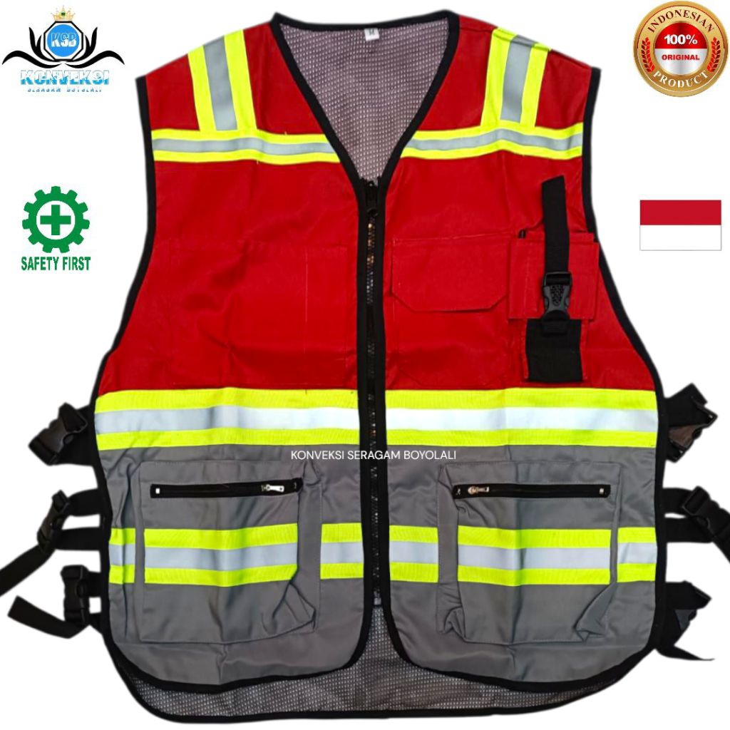 Jual ROMPI SAFETY KOMBINASI BAHAN TASLAN MILKY WATERPROOF WARNA MERAH ...