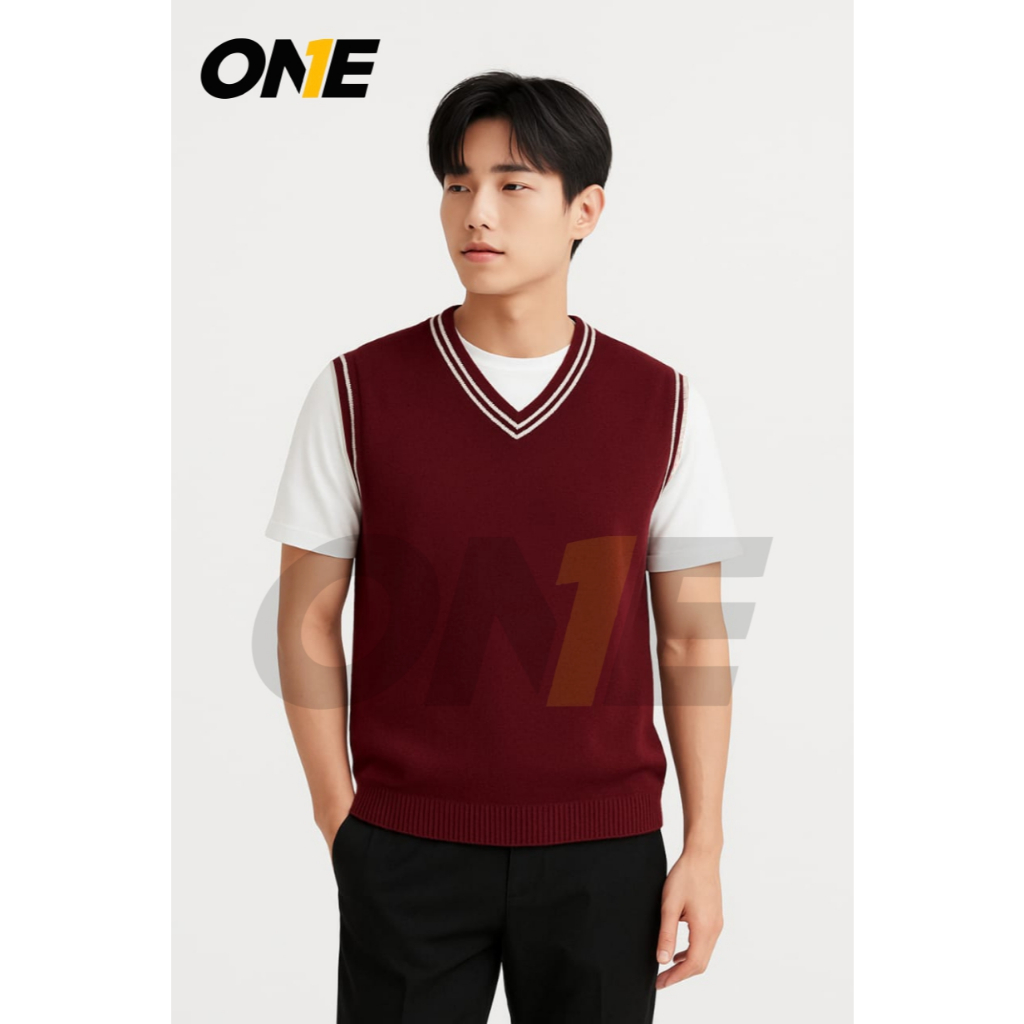 Jual Rompi Strip Knit vest Atasan rajut premium unisex tebal Rompi ...