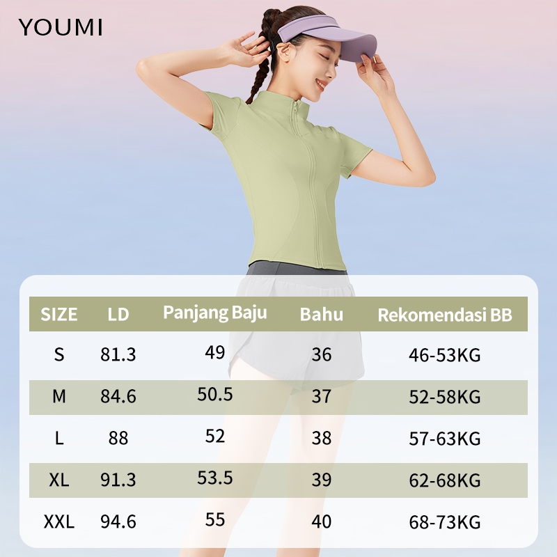 YOUMI YM128 Jaket Zipper Lengan Pendek - Jaket Olahraga Wanita Youmi foto 8