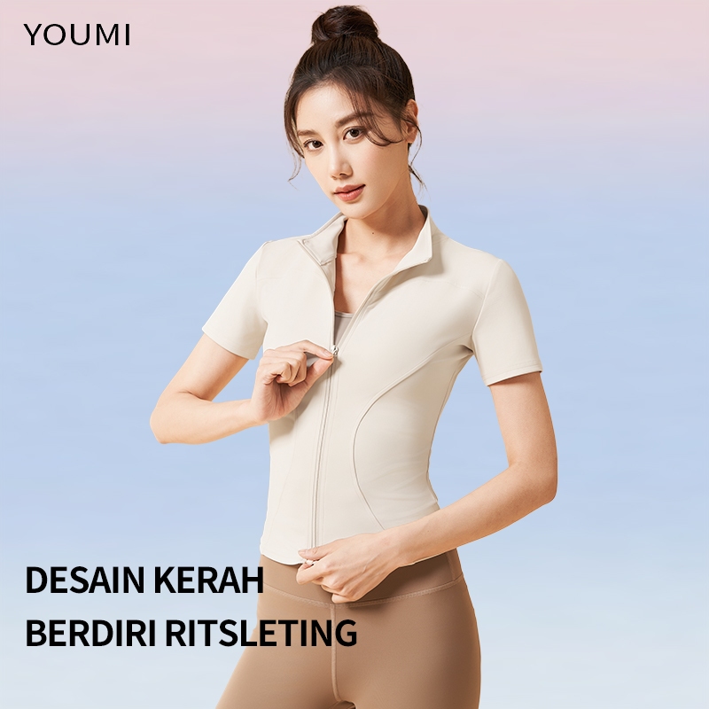 YOUMI YM128 Jaket Zipper Lengan Pendek - Jaket Olahraga Wanita Youmi foto 2