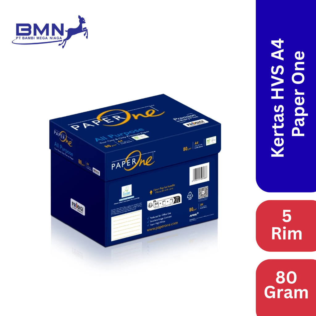 Jual Paper One HVS Kertas A4 Tebal 80 Gsm Ukuran 1 Box Isi 5 Rim ...