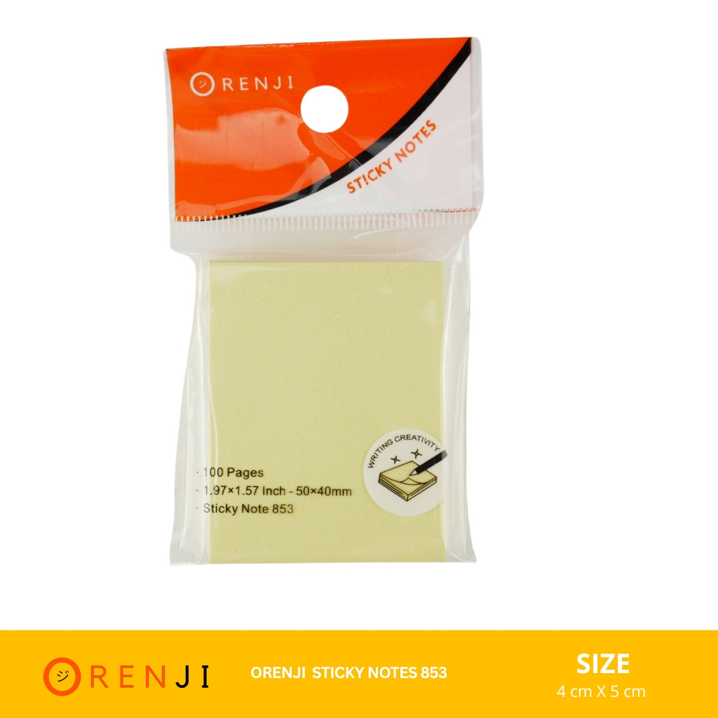 Jual Orenji Sticky Note 853 isi 100/pack (10pack) Ukuran 4cm x 5cm ...