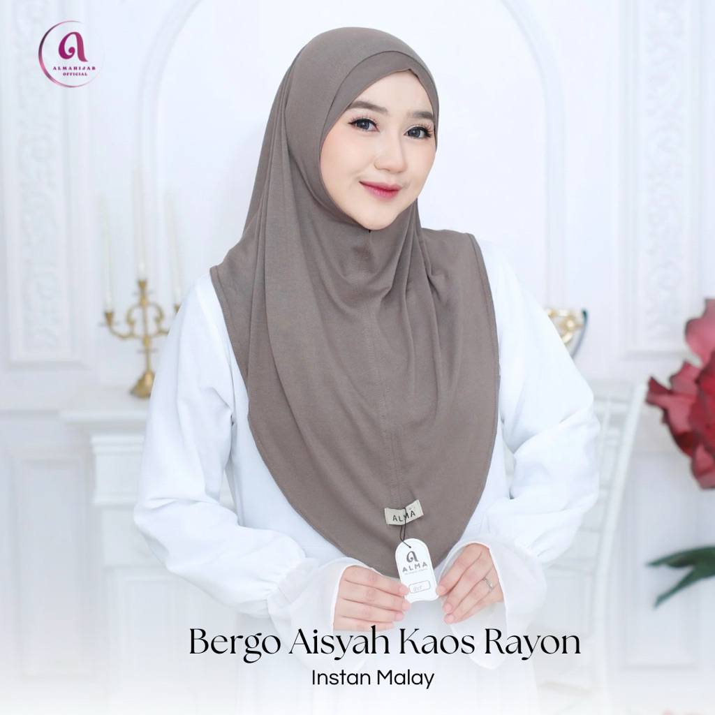 ALMA -  Jilbab Instan Bergo Aisyah Kaos Rayon Viscouse // Kerudung Instan Bergo Kaos Basic Airflow