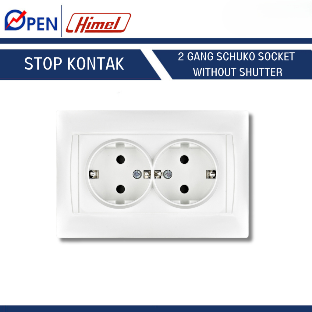 Jual Stop Kontak Himel Saklar 2 Gang Schuko Socket Without Shutter ...