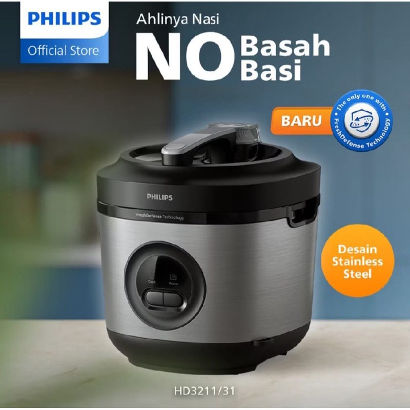 PHILIPS STAINLESS RICE COOKER PRO CERAMIC Liter HD3128 Cokelat U0D6