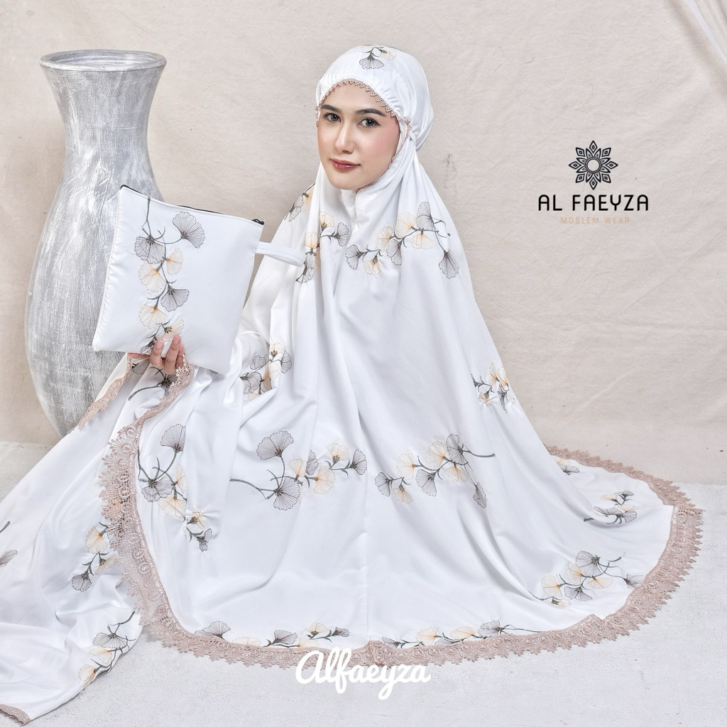 Mukena Dewasa Bordir Teratai Kipas Katun Premium Mewah