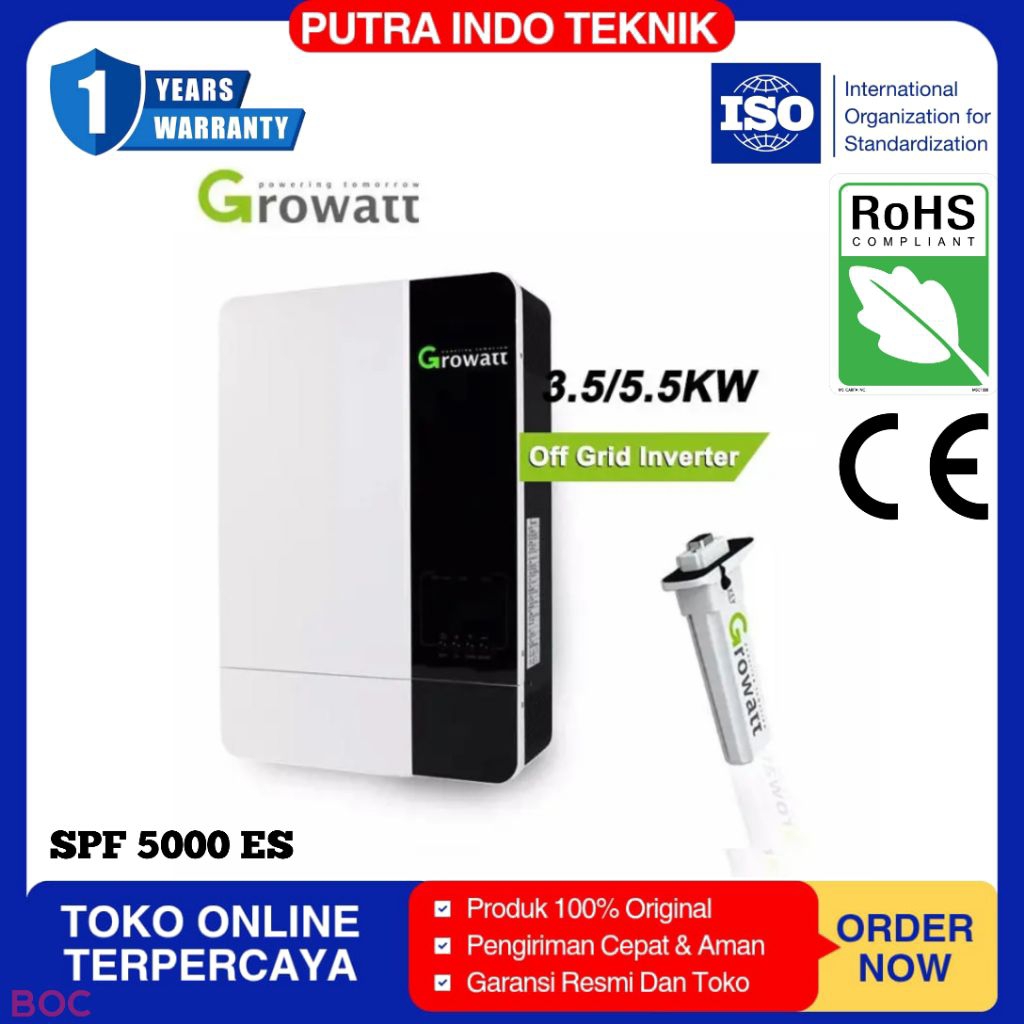 Jual Growatt Spf5000Es 5Kw Off Grid Solar Inverter 48V Lithium Battery ...