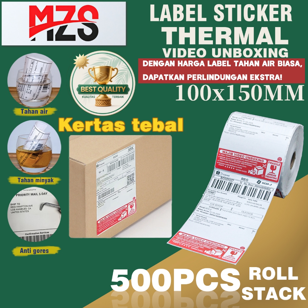 Jual Kertas Label Thermal Video Unboxing A6 100x150 mm Isi 500pcs Resi ...