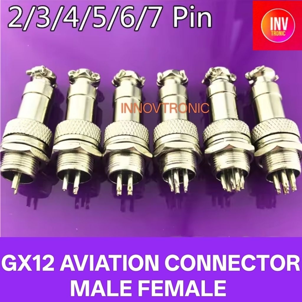 Jual Jack Socket CB GX12 2/3/4/5/6/7 Pins Aviation Connector Plug Male ...