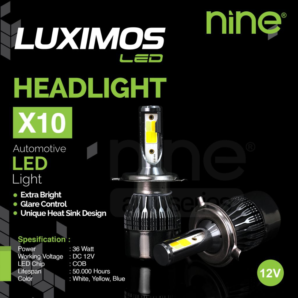 LAMPU LED MOBIL 3WARNA FOGLAMP HEADLAMP H11 NINE LUXIMOS X9 X10 36WATT