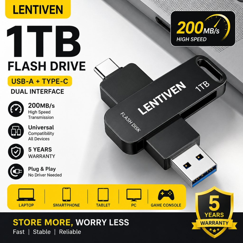 Jual LENTIVEN Flash Drive Type-c HP 256GB 512GB 1 TB OTG Flashdisk High ...